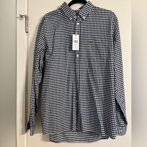 NWT Lacoste • gingham oxford shirt • blue